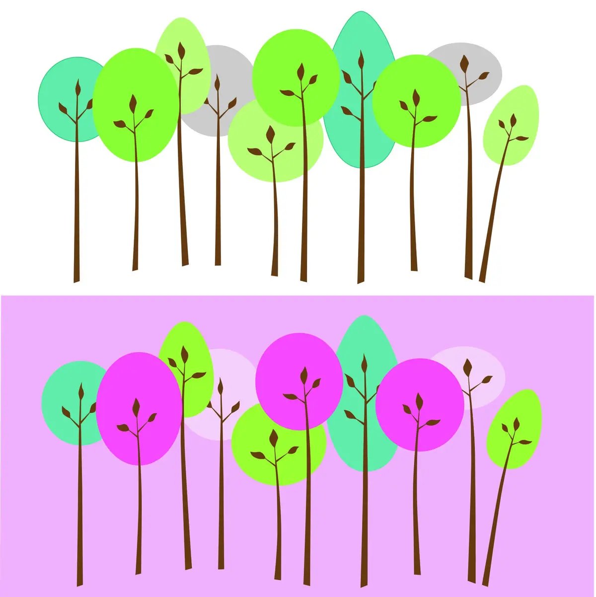 Mod Trees - Small Paint-By-Number Wall Mural 2