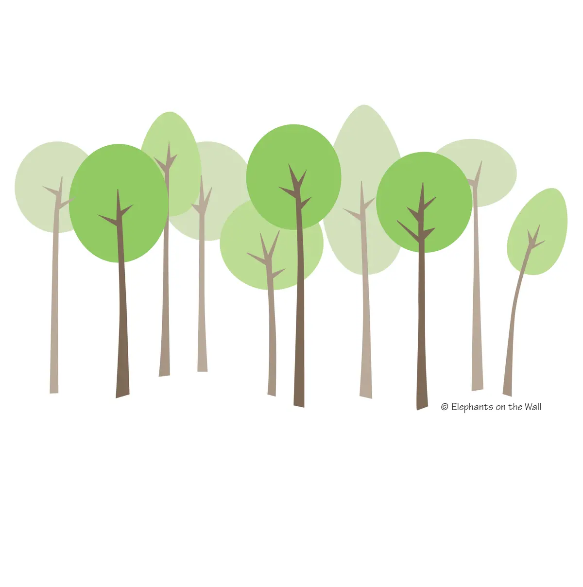 Mod Trees - Small Paint-By-Number Wall Mural 1