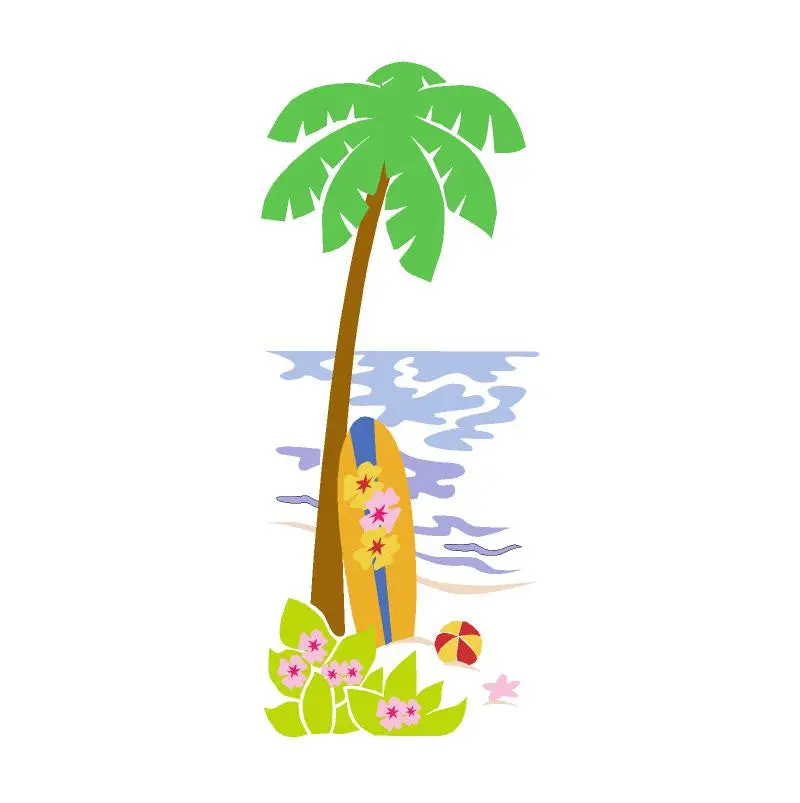 Palm Tree & Surfboard Paint-By-Number Wall Mural 1