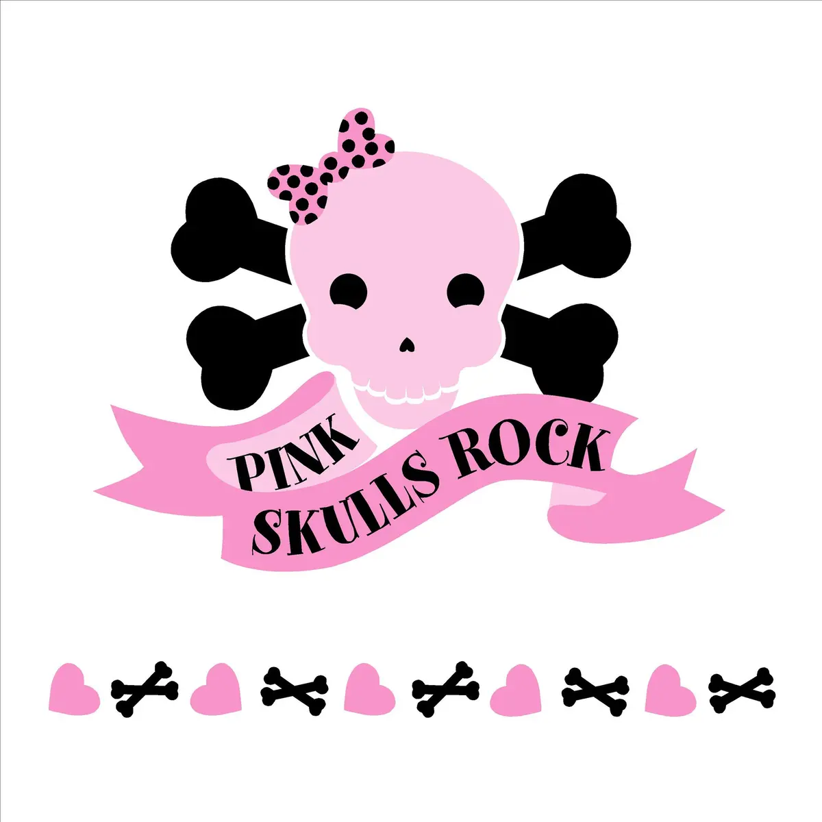 Pink Skulls Rock Wall Mural 1