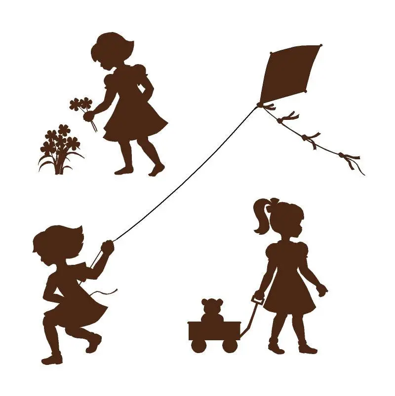 Silhouette Girls Wall Mural 1