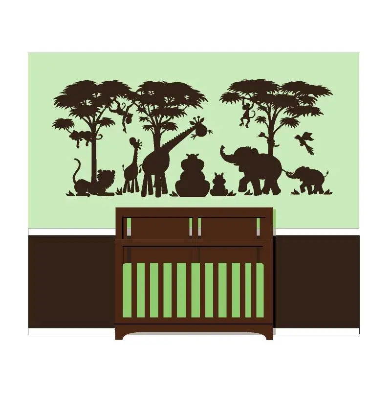 Small Silhouette Safari Wall Mural 1