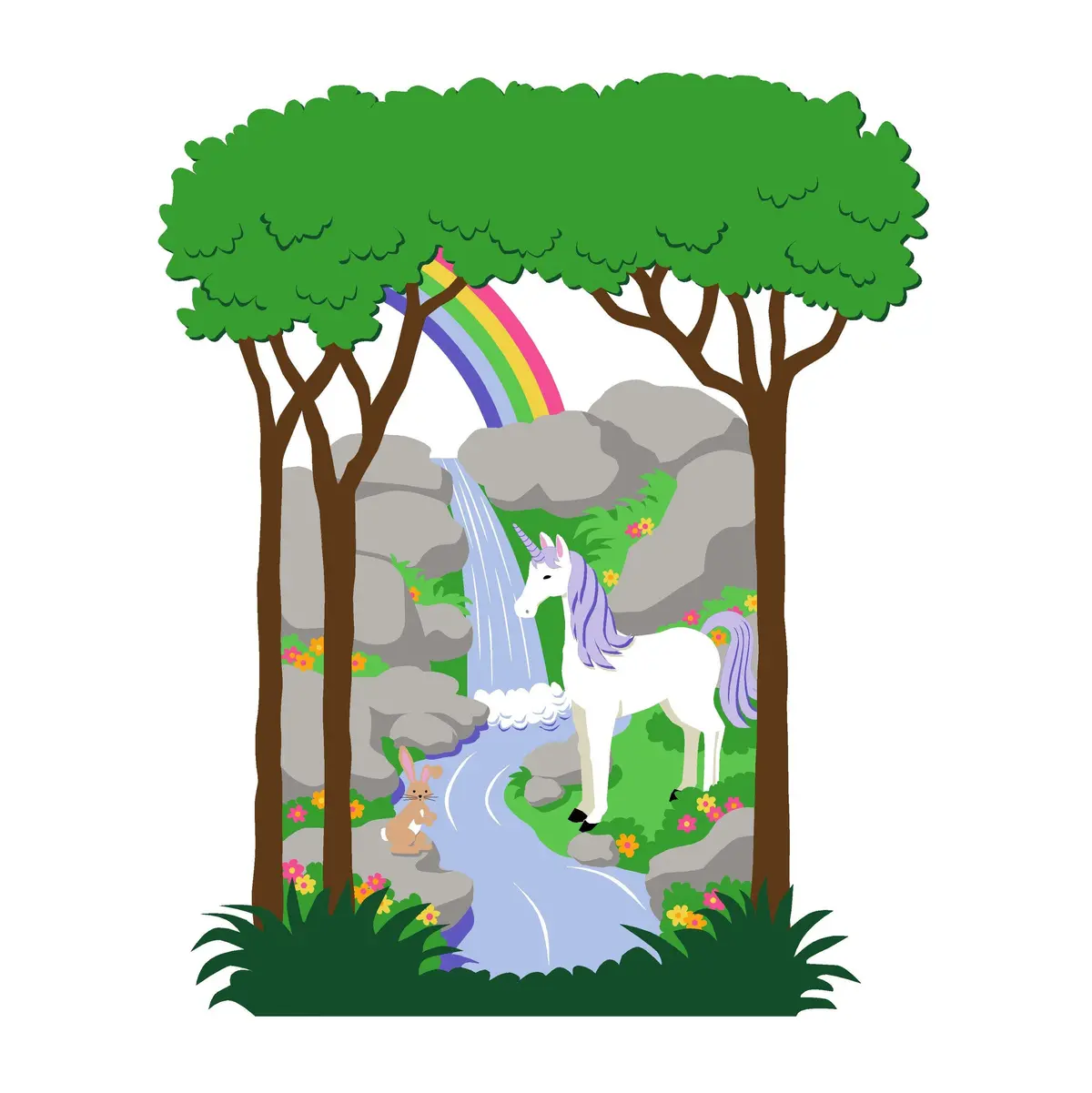 Large Unicorn & Rainbow Paint-By-Number Wall Mural 1