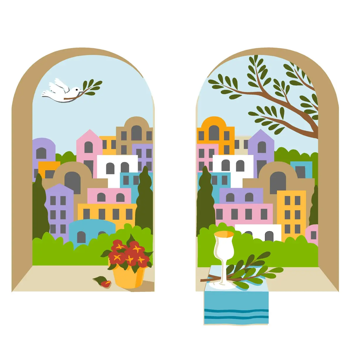 Windows On Jerusalem Wall Mural 1