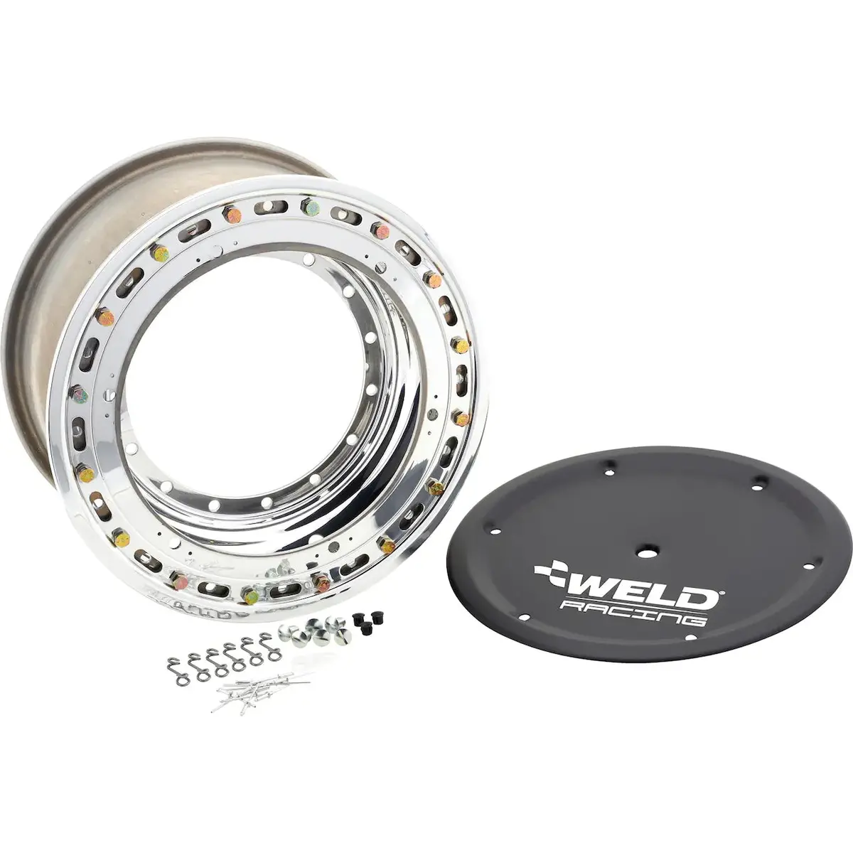 Weld Front Wheel 15" X 8" X 4" W/Bead Lock & Cover - Black 1
