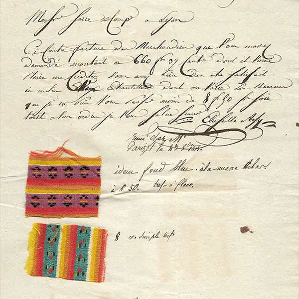 Serre Et Cie - Correspondance Avec Échantillons Adressée Au Négociant En Tissus Par Elie Salle (1819) 2