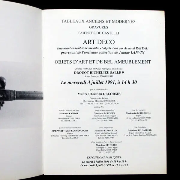 Catalogue De La Vente De Meubles Et Objets Art-Déco Provenant De L'ancienne Collection Jeanne Lanvin (1991) 2