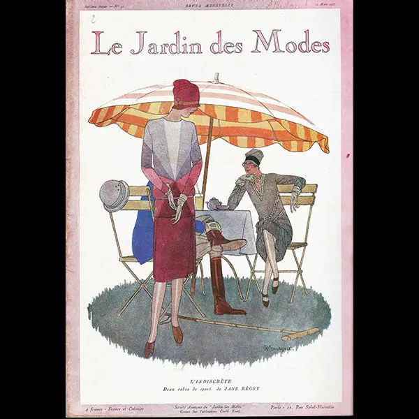 Le Jardin Des Modes, N°92, 15 Mars 1927, Couverture De Pierre Mourgue 1