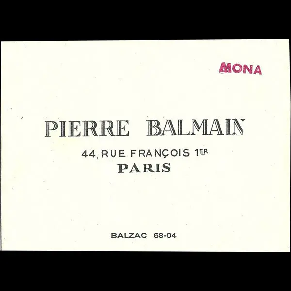 Balmain, Carnet De Défilé, Circa 1955 1