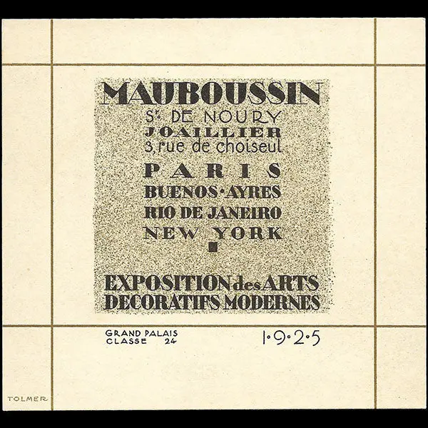 Mauboussin - Carte De La Maison De Joaillerie Pour L'exposition Des Arts Décoratifs (1925) 1