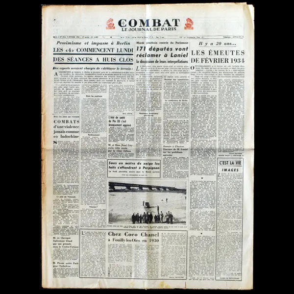 Combat, 6 Et 7 Fevrier 1954 - Chez Coco Chanel À Fouilly-Les-Oies En 1930 1