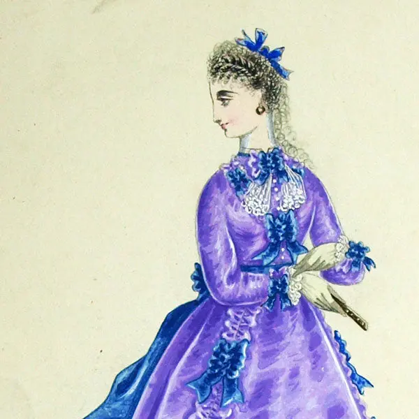 Dessin De Charles Pilatte Pour Les Maisons Worth Ou Ghys (Circa 1860-1870) 2