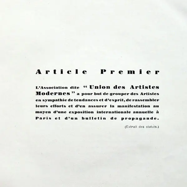 Union Des Artistes Modernes (Uam), Premier Bulletin (Juillet 1929) 2