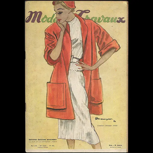 Modes Et Travaux, Mai 1950, Couverture De Pierre Mourgue D'un Modèle De Christian Dior 1