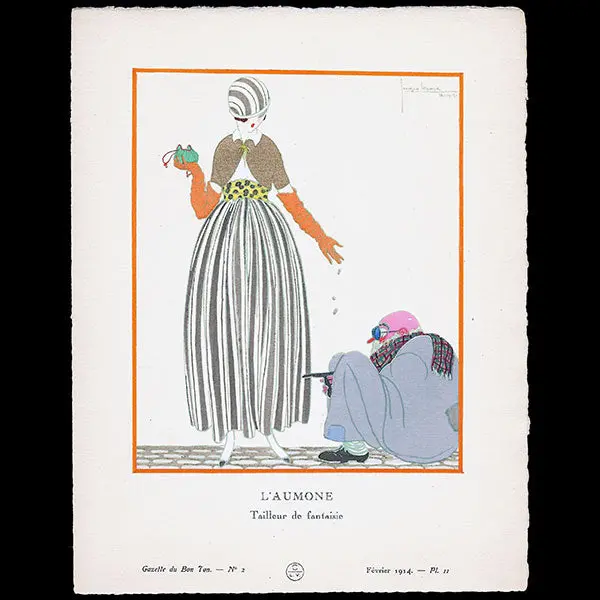 Gazette Du Bon Ton - L'aumône, Tailleur De Fantaisie, Planche De Georges Lepape (N°2, 1914) 1