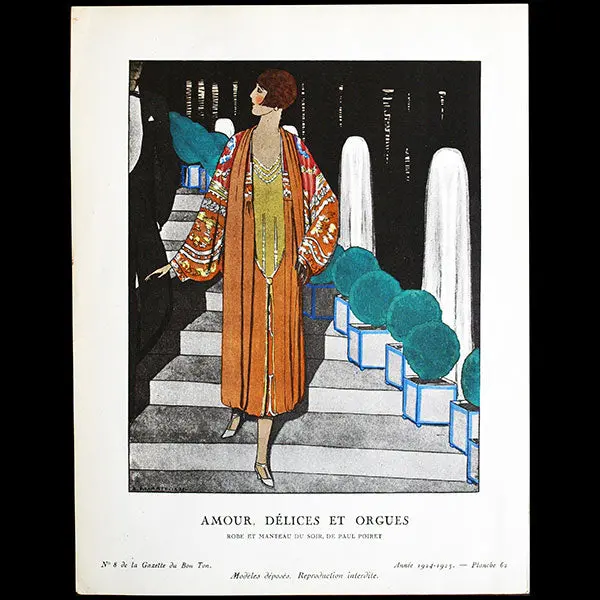 Gazette Du Bon Ton - Amour, Délices Et Orgues, Robe Et Manteau Du Soir De Paul Poiret, Planche D'andré Marty (N°8, 1924-1925) 1