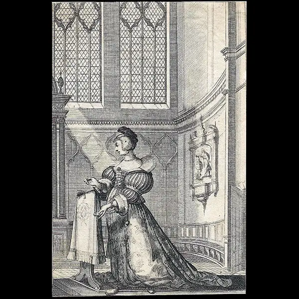 Abraham Bosse - La Noblesse Française À L'eglise - Figure Féminine (Circa 1629) 1