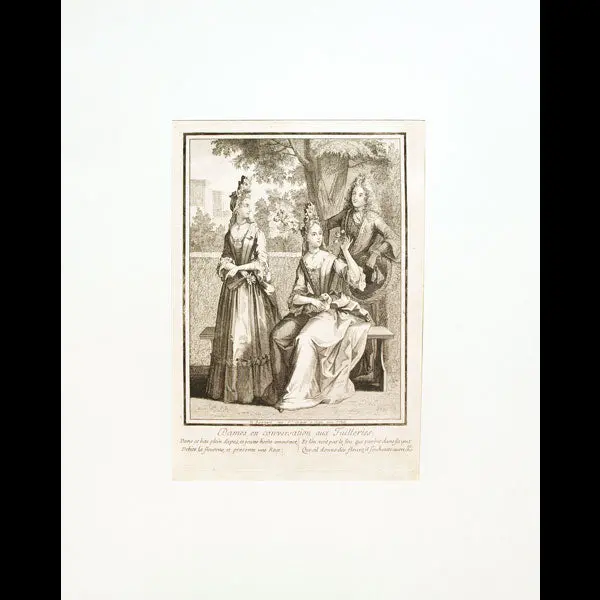 Dames En Conversation Aux Tuilleries, Gravure De Bonnart (Circa 1692-1710) 1