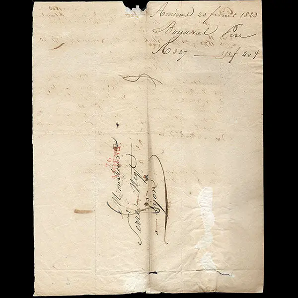 Serre Et Cie - Correspondance Avec Échantillons Adressée Au Négociant En Tissus Par Boyaval (1823) 2