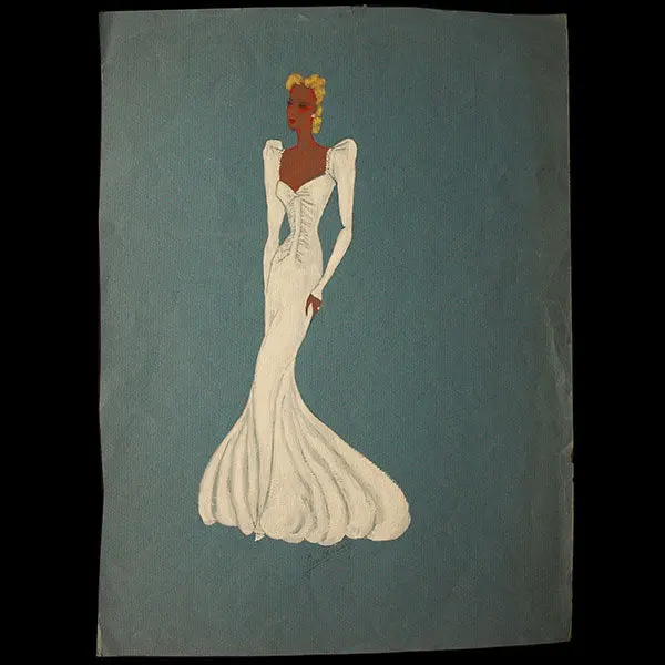 Jean Desses - Dessin D'une Robe Du Soir, Circa 1940 1