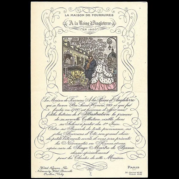 A La Reine D'angleterre - Invitation De La Maison De Fourrures Illustrée Par Pierre Brissaud (Circa 1924) 1