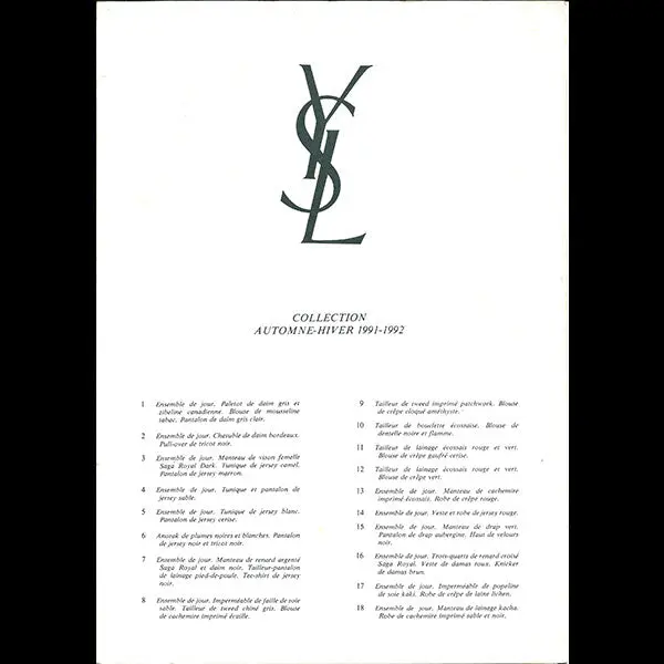 Yves Saint-Laurent, Collection Automne-Hiver 1991-1992 1