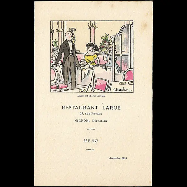Journal Des Dames Et Des Modes - Menu Illustré Par Boscher, Novembre 1913 1