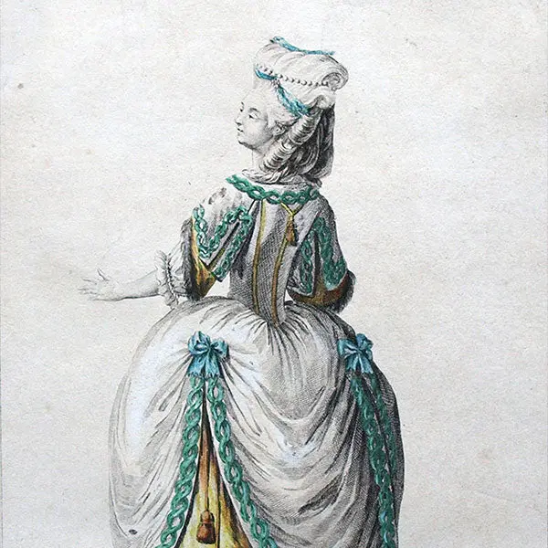 Gallerie Des Modes Et Costumes Français, Gravure N° N 75, Jeune Dame Coeffée À La Dauphine (1778) 2