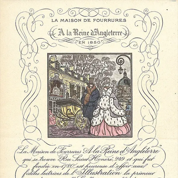 A La Reine D'angleterre - Invitation De La Maison De Fourrures Illustrée Par Pierre Brissaud (Circa 1924) 2