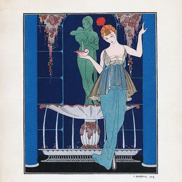 Gazette Du Bon Ton - La Fontaine De Coquillages, Robes Du Soir De Paquin, Planche De George Barbier (N°3, 1914) 2