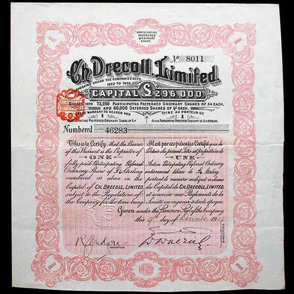 Drecoll - Action Ch. Drecoll Limited (1910) 1