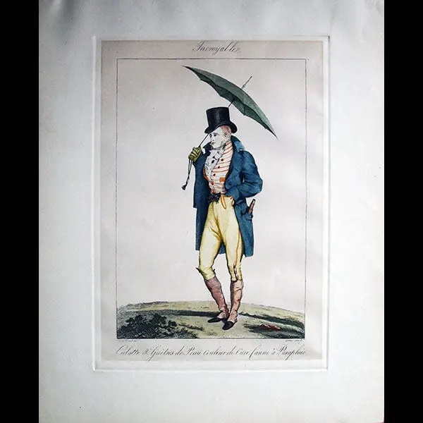 Incroyables Et Merveilleuses, Planche N°14, Incroyable À La Culotte Et Aux Guêtres De Peau Couleur De Ciur, Par Horace Vernet (Tirage Postérieur) 1