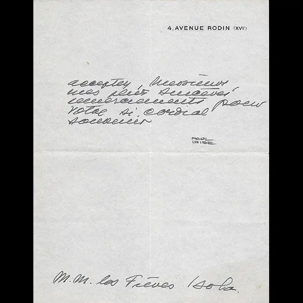 Paul Iribe - Lettre Aux Frères Isola  (Circa 1930) 1