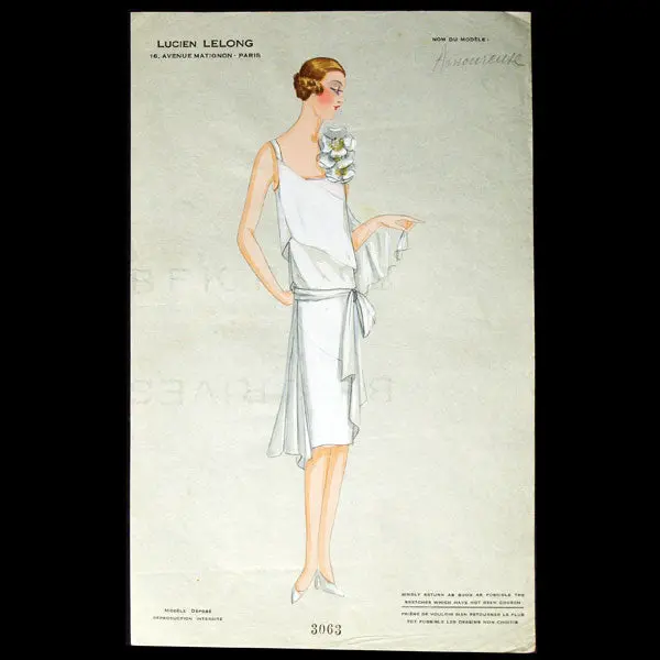 Dessin De La Maison Lucien Lelong, Modèle Amoureuse (Circa 1925-1930) 1