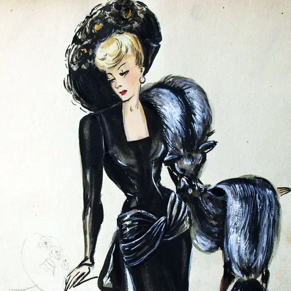 Dessin De La Maison Lucien Lelong, Modèle Paris Par Christian Dior (1945) 2
