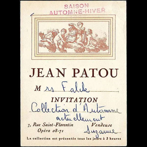 Carton D'invitation De La Maison Jean Patou (1953) 1