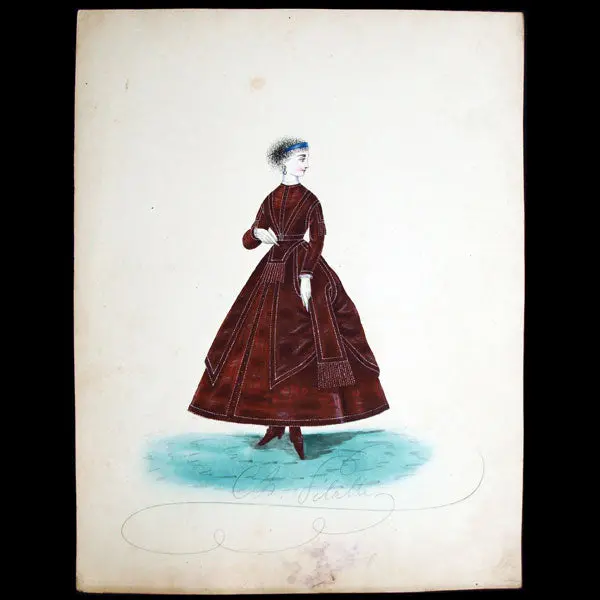 Dessin De Charles Pilatte Pour Les Maisons Worth Ou Ghys (Circa 1860-1870) 1