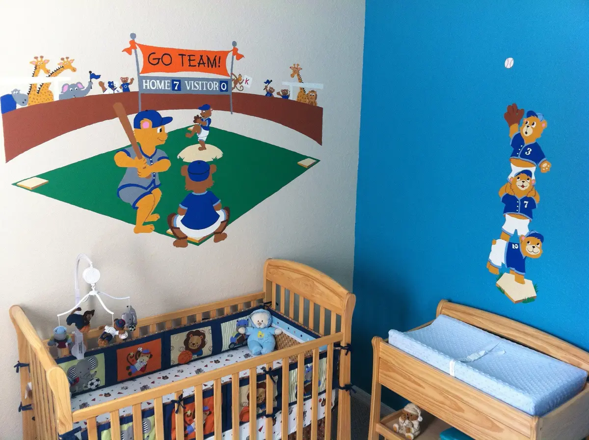 Baseball Bears - Small - Paint-By-Number Wall Mural 2