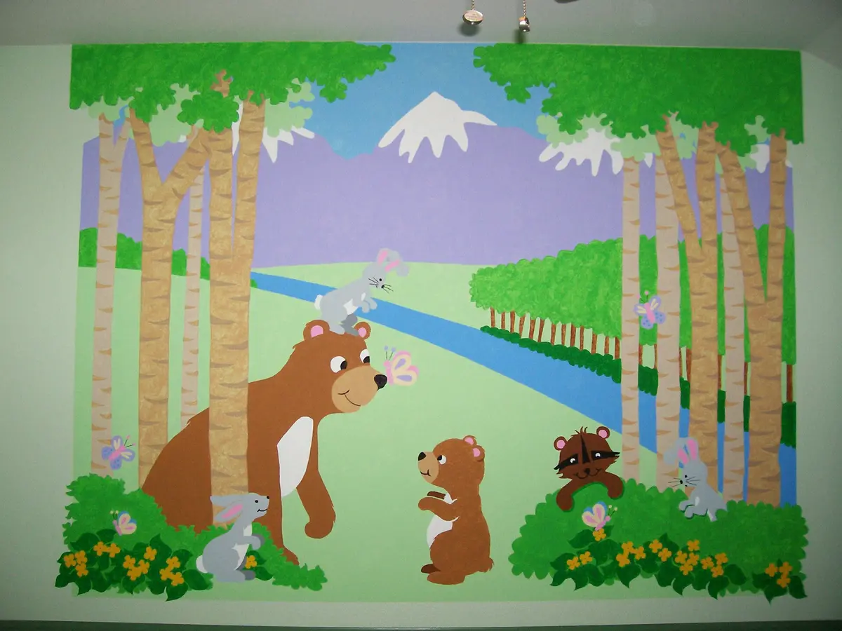 Bears & Butterflies Paint-By-Number Wall Mural 2