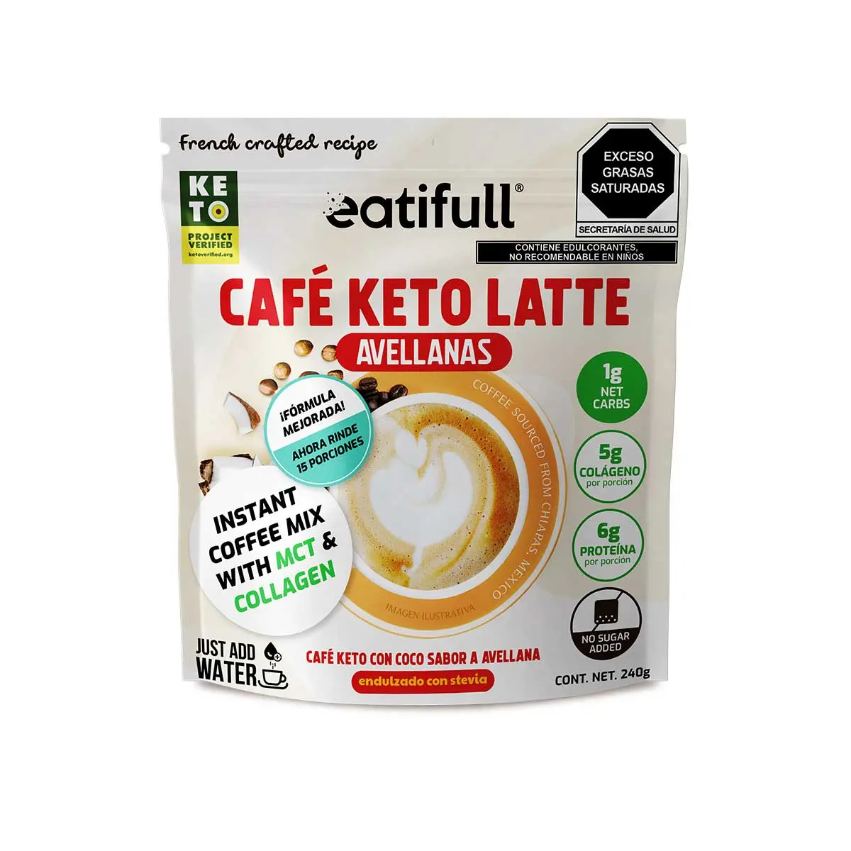 Keto Coffee O Café Keto Latte Sabor Avellana Con Mct Y Colágeno Hidrolizado De Eatifull® 1