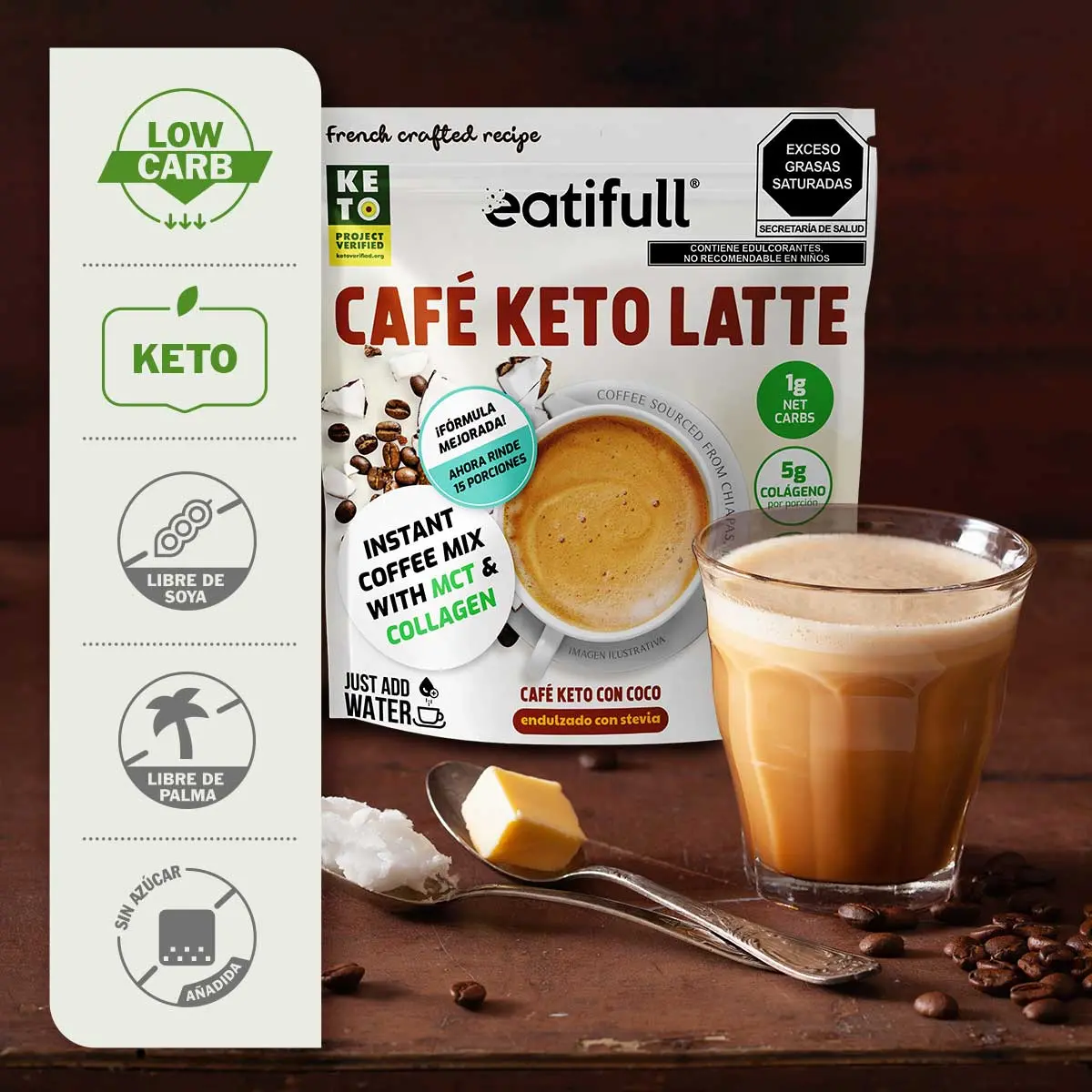 Keto Coffee O Café Keto Latte Con Mct Y Colágeno Hidrolizado De Eatifull® 2