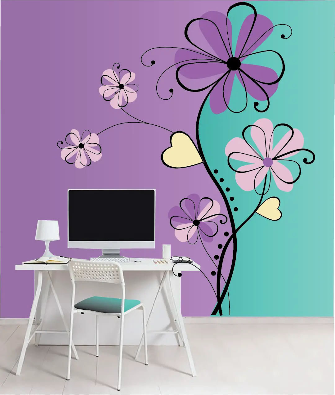 Fantasy Flowers 5 Paint-By-Number Mural 1