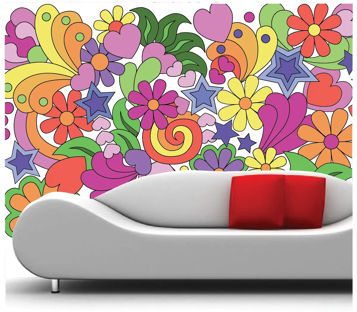 Flower Power Paint-By-Number Wall Mural 1