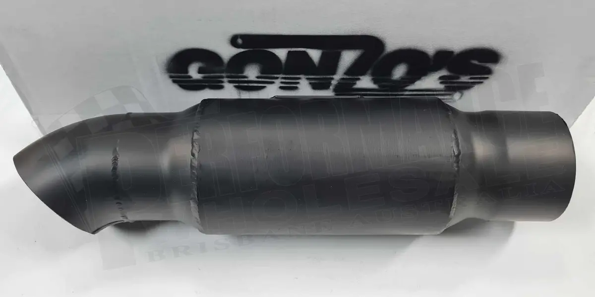 Gonzo Racing Muffler 3.5" In/Out, Expand Entry, With Turndown 1