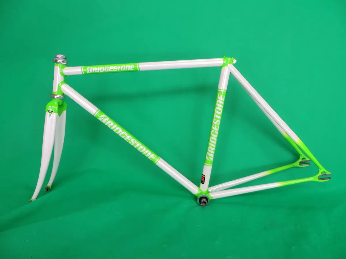 Bridgestone Columbus Max Fork / Reynolds 520  // White / Yellowish Green // 48Cm 1