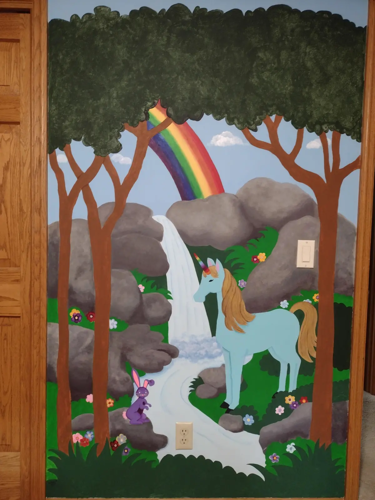 Large Unicorn & Rainbow Paint-By-Number Wall Mural 2