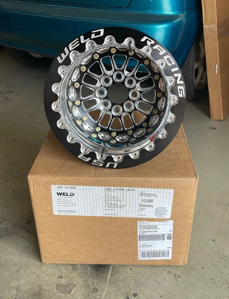 Weld Racing Tuner Import Drag 13X11 / 4X100mm Bp / 4.5In. Bs Black Center Black Double Beadlock Mt Wheel 1