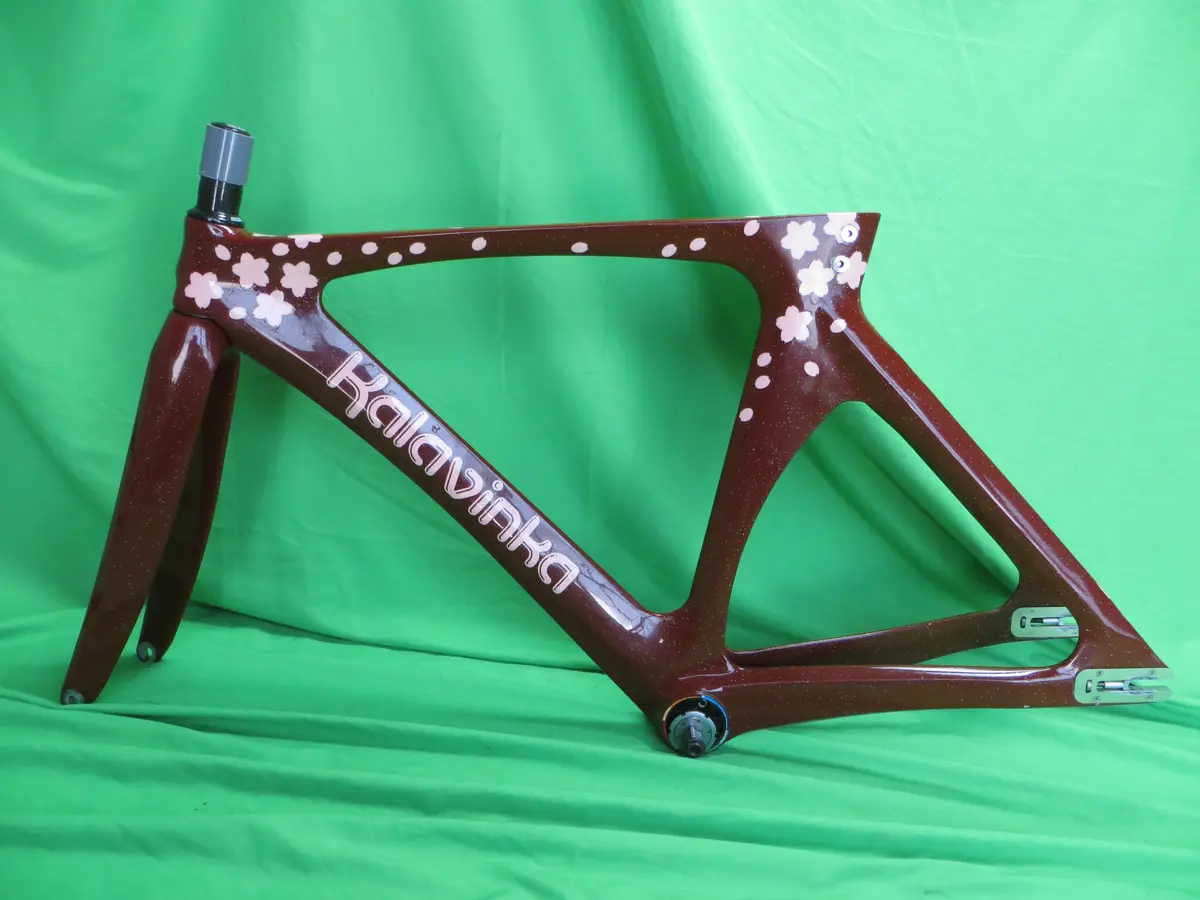 Rare! Kalavinka Girl's Keirin Carbon Track Frame // Dark Red With Rainbow Flake // 47Cm Njs Approved 1