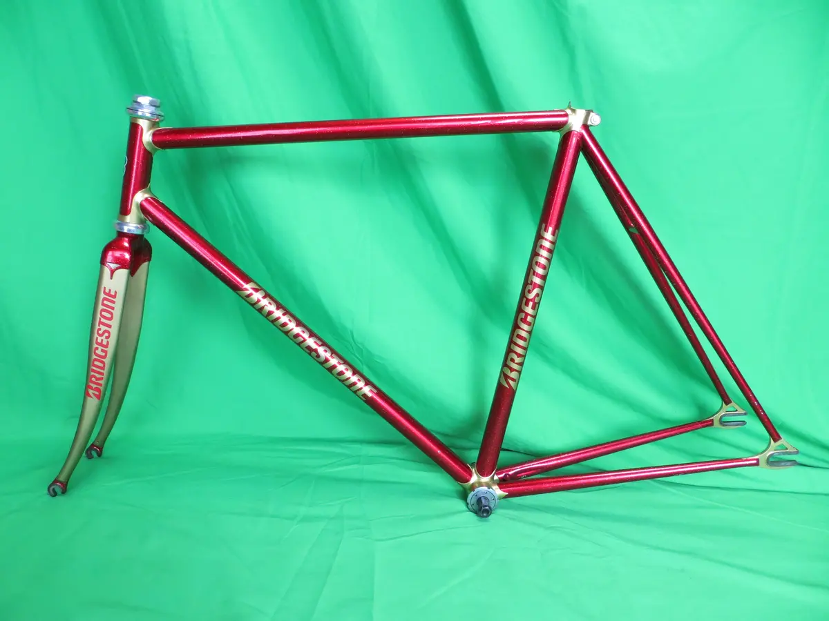 Bridgestone Columbus Max Fork // Red / Gold Lugs With Gold Flake // 53.5Cm 1