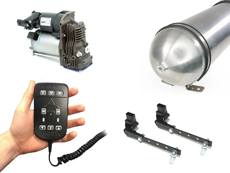 Ac2402m - Dual Automatic 3 Height Individual Electronic Control Kit With 1 Gallon Air Tank And Amk Compressor 1